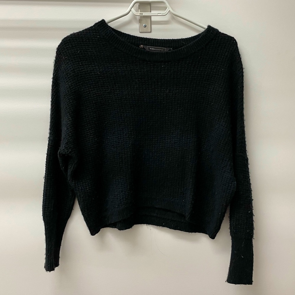 BCBG MaxAzria black wool cashmere black crop S
